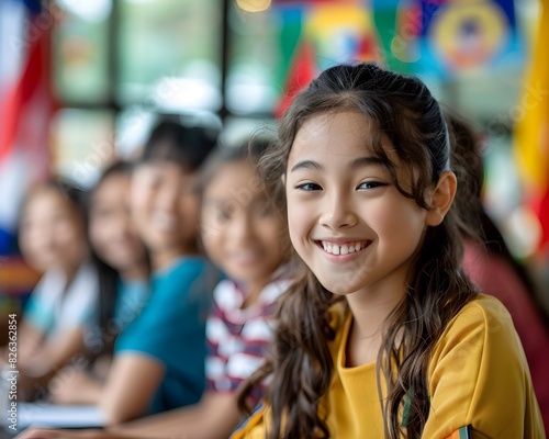 Smiling Multilingual Student at Diverse Language School Embracing Globalization Impacts