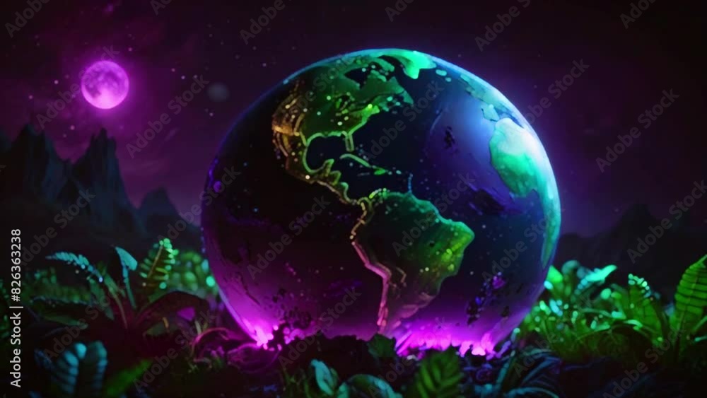 earth and moon in plants leaves 4k looping video earth and moon in plants leaves 4k looping video