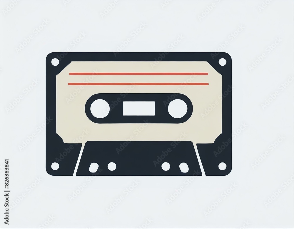 audio cassette music, vector picture on a white background, logo