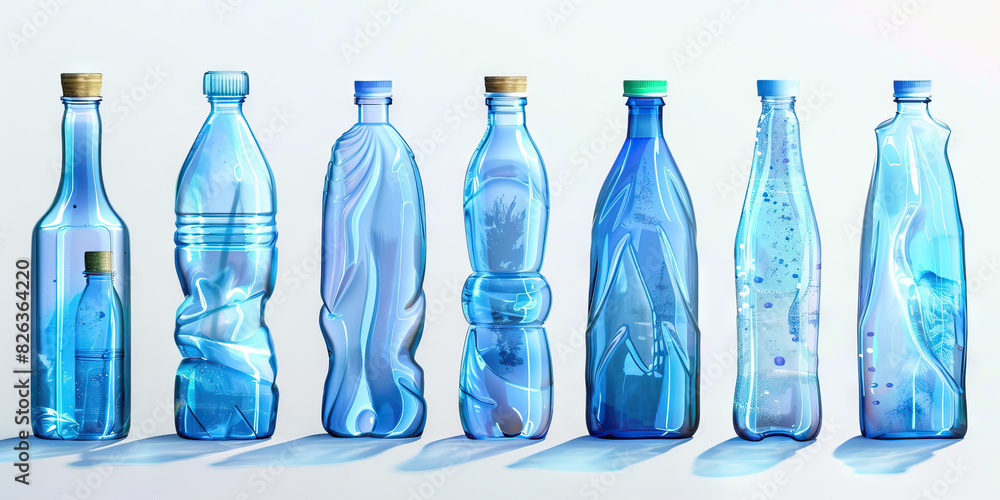 Icy Blue Plastic Bottles: Less common but used for some household cleaning products, icy blue bottles can be recycled into new Icy Blue Plastic Bottles: Less common but used for some household cleaning products, icy blue bottles can be recycled into new
