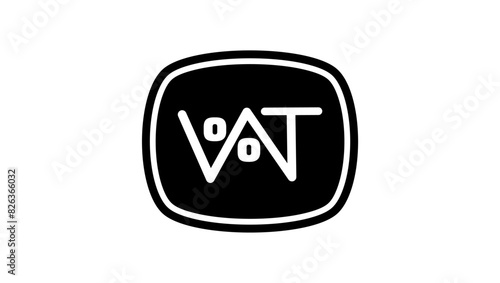 VAT tax emblem, black isolated silhouette