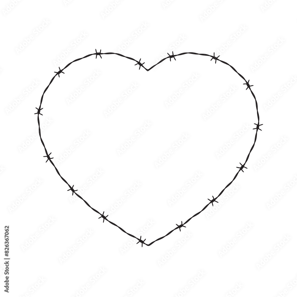Vector black heart wrapped in barbed wire on a white background. Vector black heart wrapped in barbed wire on a white background.