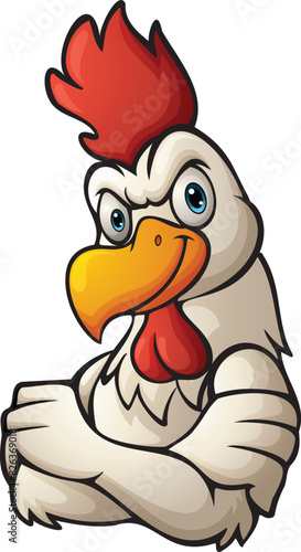 Cartoon rooster standing and posing