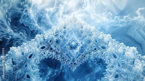 A blue and white fractal with a triangular shape in the center.   photo