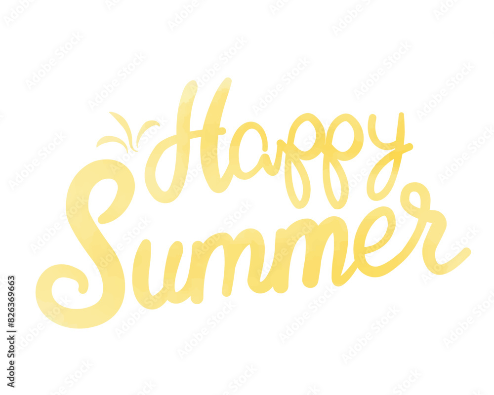 Happy Summer watercolor lettering. Summer Time logo Templates. Isolated Typographic Design Label. Summer Holidays lettering for invitation, greeting card, prints and posters. Vector illustration
