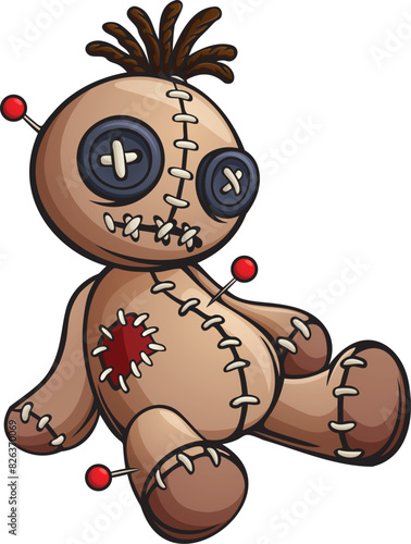 Cartoon voodoo doll isolated on white background