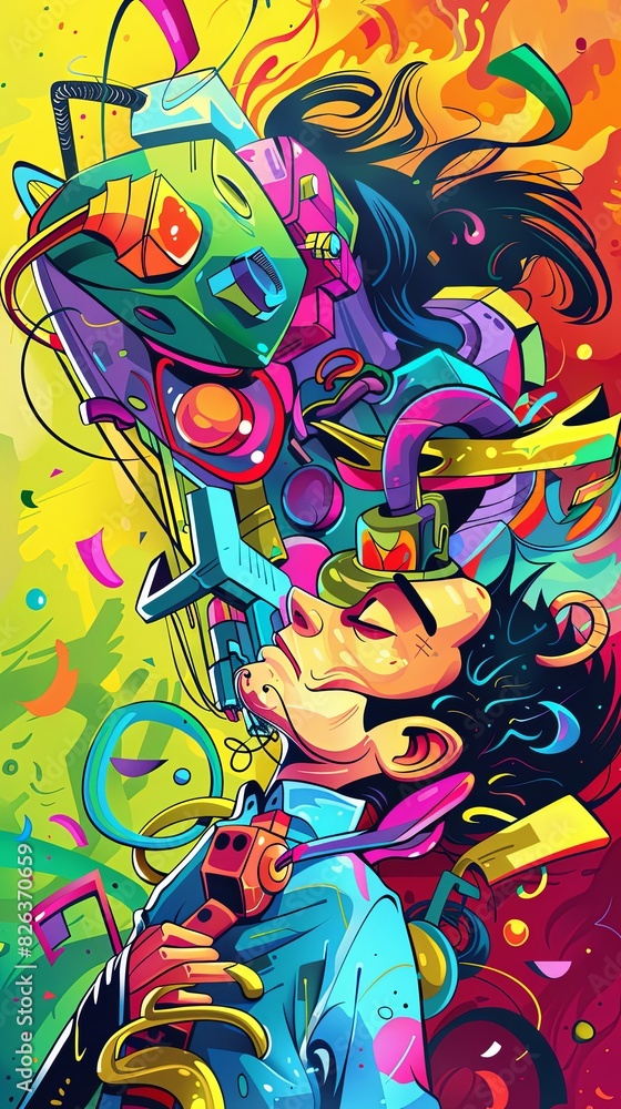A striking painting of a woman set against a colorful background, showcasing a mix of creativity and imagination A striking painting of a woman set against a colorful background, showcasing a mix of creativity and imagination