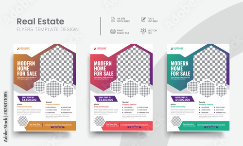 Functional real estate flyer template for realtor or broker agency residential, rental & commercial home sale announcement leaflet. Vol - 7