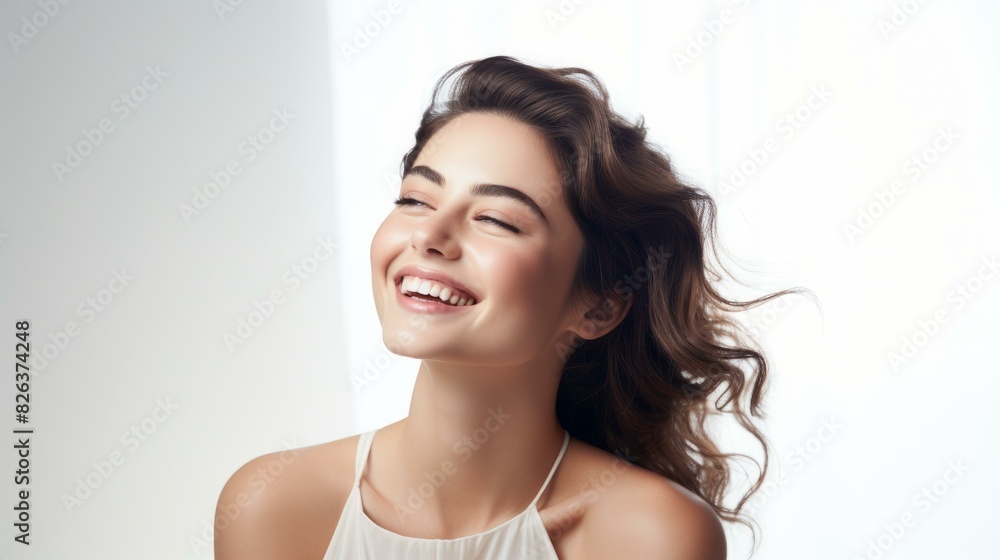 Beautiful Brown Haired Woman with Bright Smile Beautiful Brown Haired Woman with Bright Smile