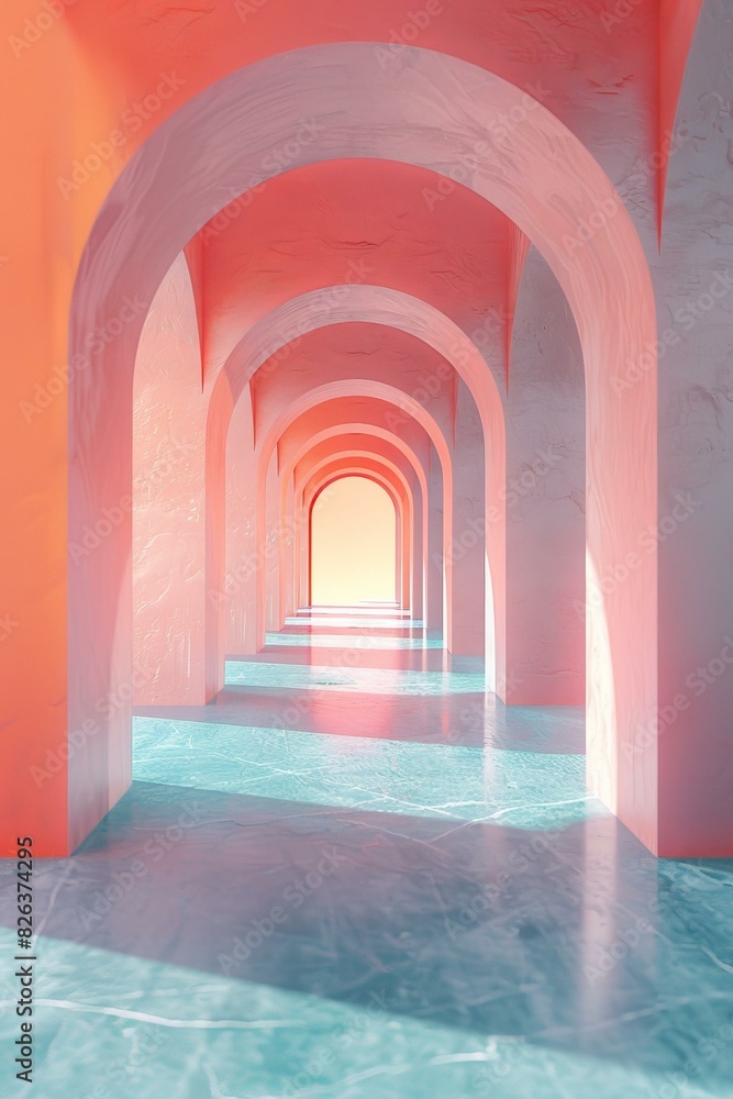Fototapeta premium Pink and Blue Dreamlike Tunnel