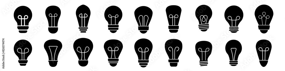 Light bulb icon. Light bulb icon silhouette. Light bulb icon. Light bulb icon silhouette.
