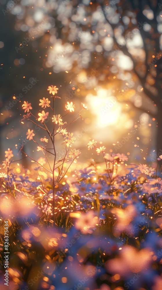 Naklejka premium Flowers in the sunlight