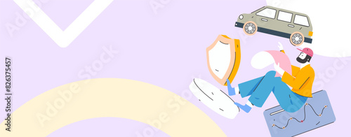 Buy insurance for car flat character vector concept operation illustration
