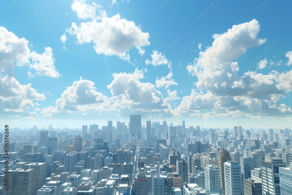 Modern Cityscape Under Blue Sky with Clouds Modern Cityscape Under Blue Sky with Clouds