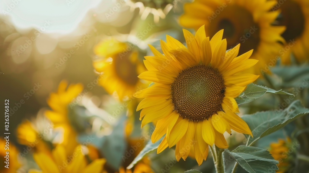 Obraz premium A bunch of sunflowers are in a field