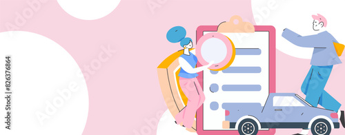 Buy insurance for car flat character vector concept operation illustration
