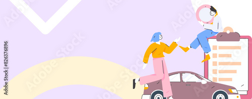 Buy insurance for car flat character vector concept operation illustration
