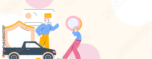 Buy insurance for car flat character vector concept operation illustration
