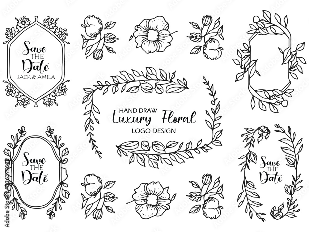 Hand Drawn Floral Decorative Elements