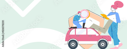 Buy insurance for car flat character vector concept operation illustration
