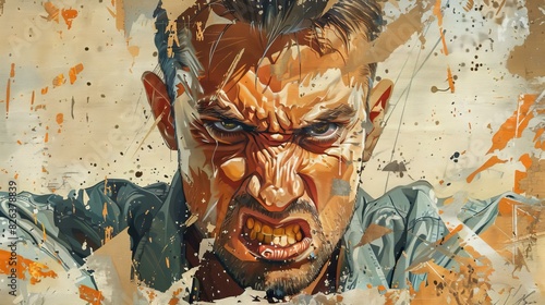 portrait of a man with a beard and a scowl on his face