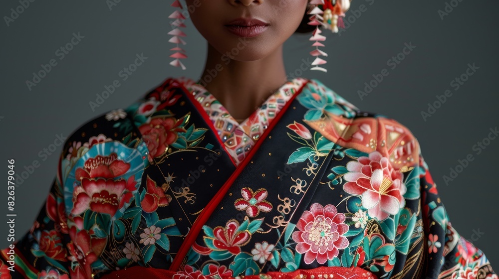 Close-up portrait of a woman wearing a kimono Close-up portrait of a woman wearing a kimono
