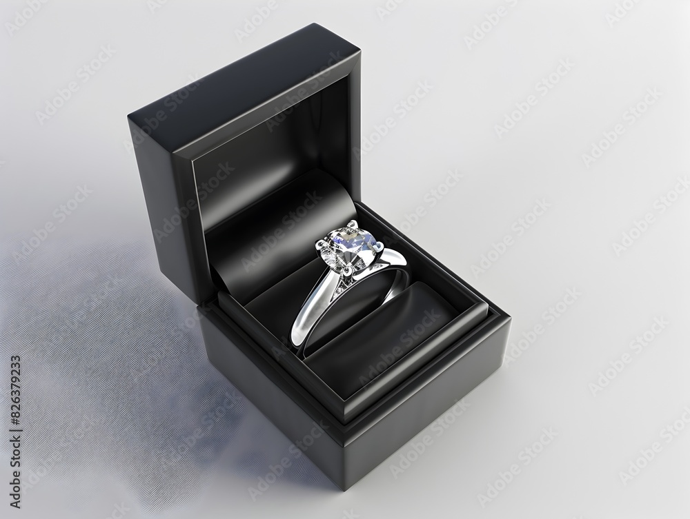 Elegant Diamond Ring Presented in Sleek Modern Jewelry Box Elegant Diamond Ring Presented in Sleek Modern Jewelry Box