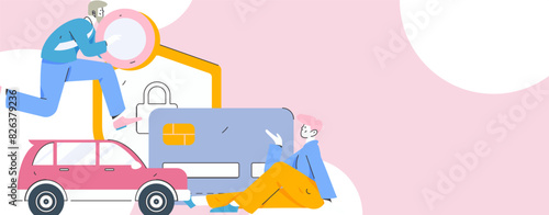Buy insurance for car flat character vector concept operation illustration
