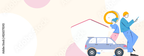 Buy insurance for car flat character vector concept operation illustration
