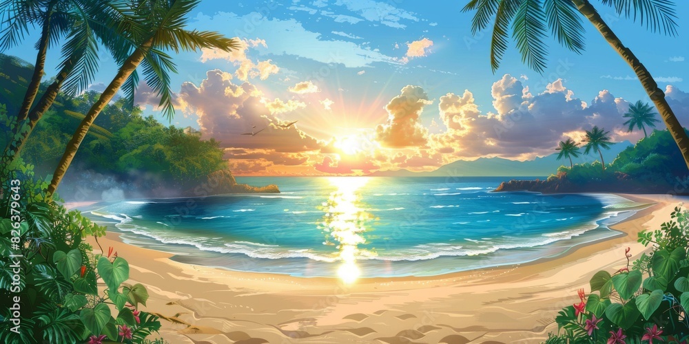 Fototapeta premium Tropical Beach at Sunset