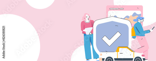 Buy insurance for car flat character vector concept operation illustration
