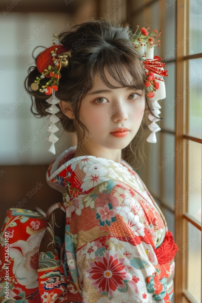 Portrait of a young woman in a kimono Portrait of a young woman in a kimono