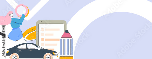 Buy insurance for car flat character vector concept operation illustration
