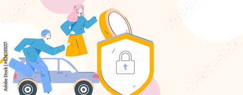 Buy insurance for car flat character vector concept operation illustration

