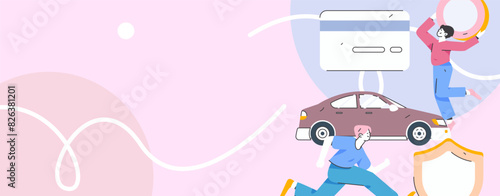 Buy insurance for car flat character vector concept operation illustration
