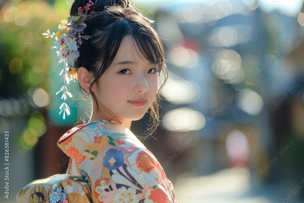 Beautiful Young Japanese Woman in Traditional Kimono Beautiful Young Japanese Woman in Traditional Kimono