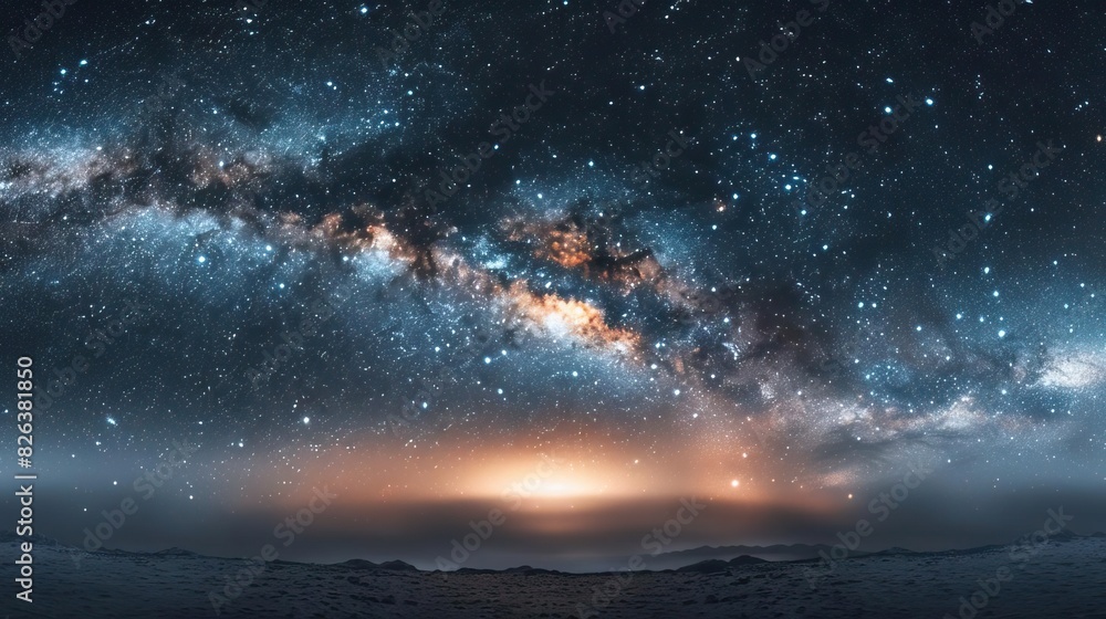 Hyper-detailed and ultra HD scene of the Milky Way and stars in a serene night sky, capturing the vastness and beauty of the cosmos in 32k resolution