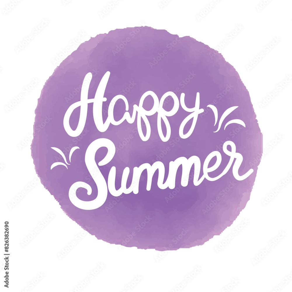 Happy Summer on watercolor. Summer Time logo Templates. Isolated Typographic Design Label. Summer Holidays lettering for invitation, greeting card, prints and posters. Vector illustration Happy Summer on watercolor. Summer Time logo Templates. Isolated Typographic Design Label. Summer Holidays lettering for invitation, greeting card, prints and posters. Vector illustration