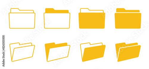 Yellow file management concept. Computer files directory, line pattern. Folders organised in a system of storage. Scheme made from empty maps. Folder with network. Computing map. Data storage.