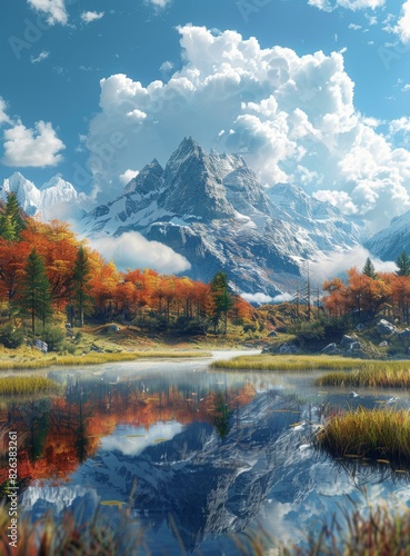 Majestic Mountain Panorama in Autumn Hues