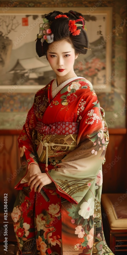 Portrait of a Japanese woman in traditional kimono Portrait of a Japanese woman in traditional kimono