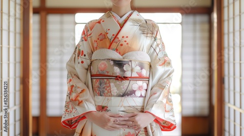 A woman wearing a kimono photo