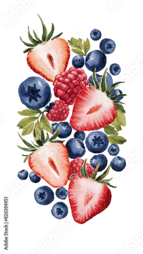 watercolor graphics juicy ripe summer fruits