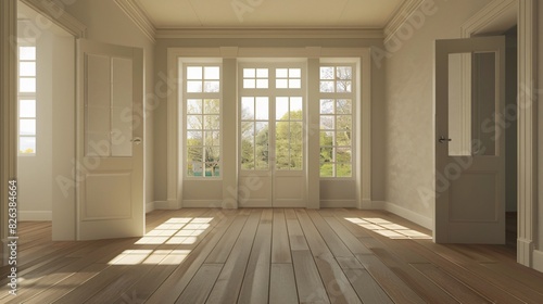 Wallpaper Mural Simple Empty Room of a Nice House with Centered View, Capturing the Middle of the Room in a Clean, Minimalistic, and Modern Style, Perfect for Real Estate and Interior Design Inspiration Torontodigital.ca