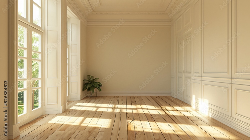 Simple Empty Room of a Nice House with Centered View, Capturing the Middle of the Room in a Clean, Minimalistic, and Modern Style, Perfect for Real Estate and Interior Design Inspiration Simple Empty Room of a Nice House with Centered View, Capturing the Middle of the Room in a Clean, Minimalistic, and Modern Style, Perfect for Real Estate and Interior Design Inspiration