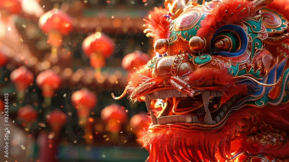 Traditional Lion Dance for Lantern Festival