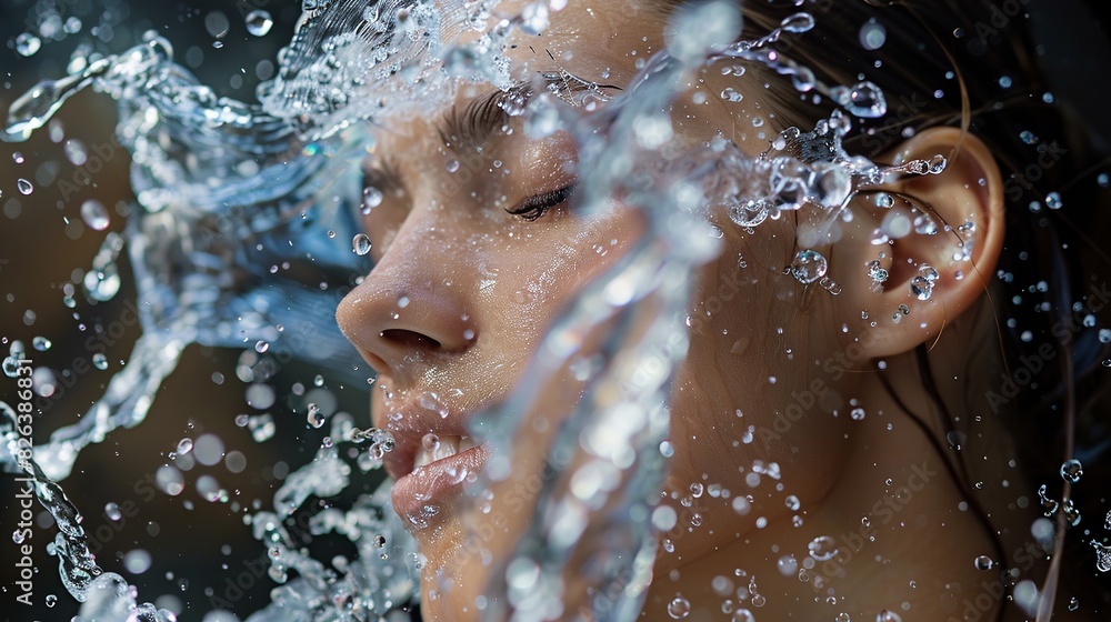 Fototapeta premium splashing water on a woman face