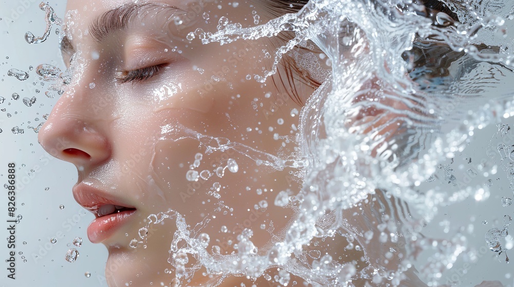 splashing water on a woman face splashing water on a woman face