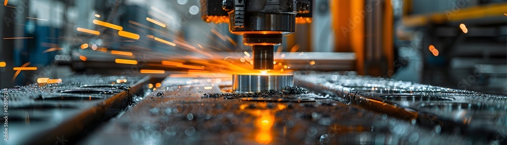 Metalworking Machine Forming Automotive Parts in Industrial Factory Metalworking Machine Forming Automotive Parts in Industrial Factory