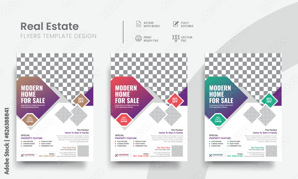 Functional real estate flyer template for realtor or broker agency residential, rental & commercial home sale announcement leaflet. Vol - 26 Functional real estate flyer template for realtor or broker agency residential, rental & commercial home sale announcement leaflet. Vol - 26